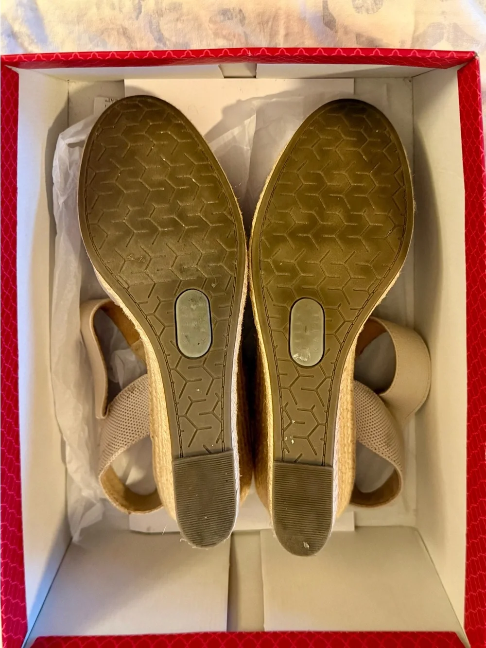 Kelly & Katie Beige/Natural Espadrille Wedge Sandals 9.5